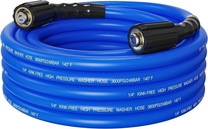 ClearRush Pressure Washer Hose 25FT 1/4'' Kink Resistant 3600 PSI Power Washer Hose Extension with Leak-Free M22 Female and 3/8" Quick Connection Kit (25FT) - Image 1